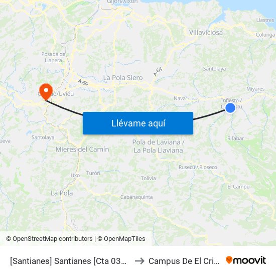 [Santianes]  Santianes [Cta 03735] to Campus De El Cristo map