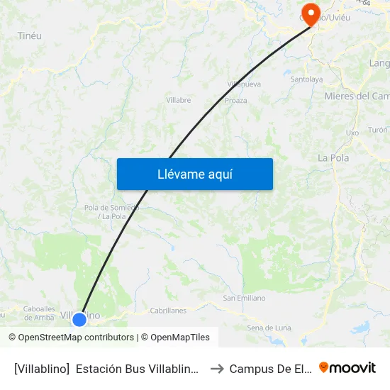 [Villablino]  Estación Bus Villablino [Cta 04875] to Campus De El Cristo map