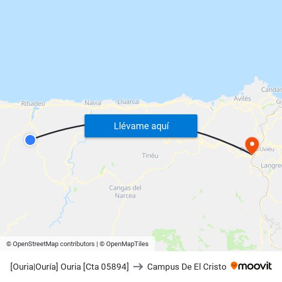 [Ouria|Ouría]  Ouria [Cta 05894] to Campus De El Cristo map