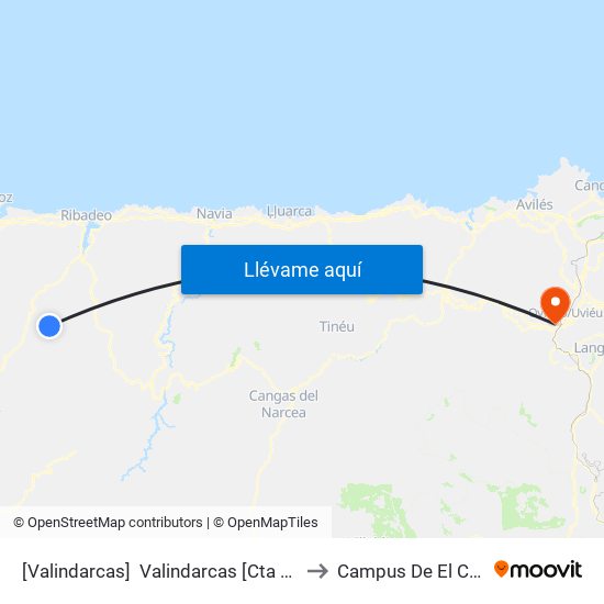 [Valindarcas]  Valindarcas [Cta 05904] to Campus De El Cristo map