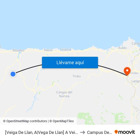 [Veiga De Llan, A|Vega De Llan]  A Veiga De Llan [Cta 05913] to Campus De El Cristo map