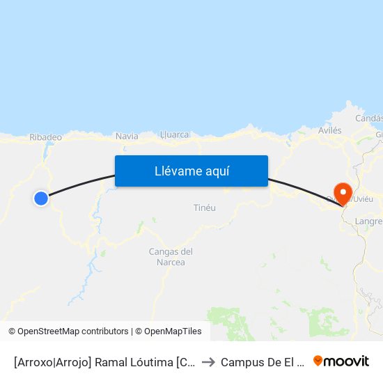 [Arroxo|Arrojo]  Ramal Lóutima [Cta 05916] to Campus De El Cristo map