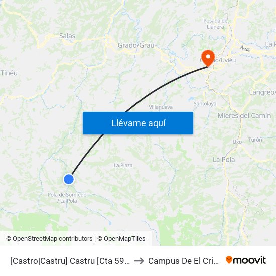 [Castro|Castru]  Castru [Cta 5981] to Campus De El Cristo map