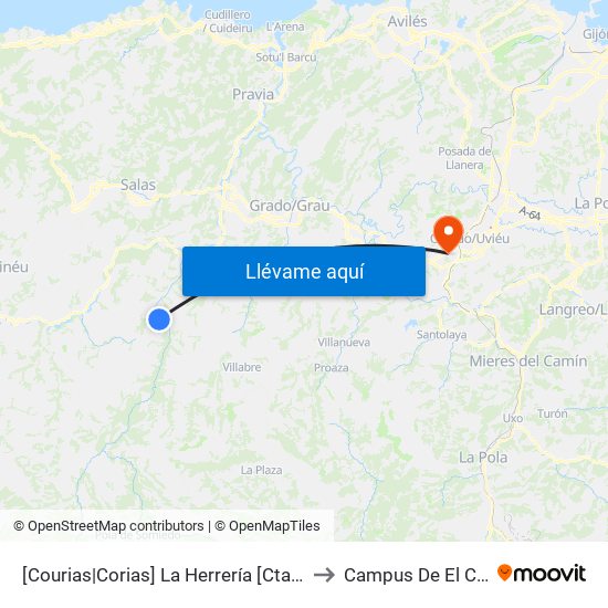 [Courias|Corias]  La Herrería [Cta 06009] to Campus De El Cristo map
