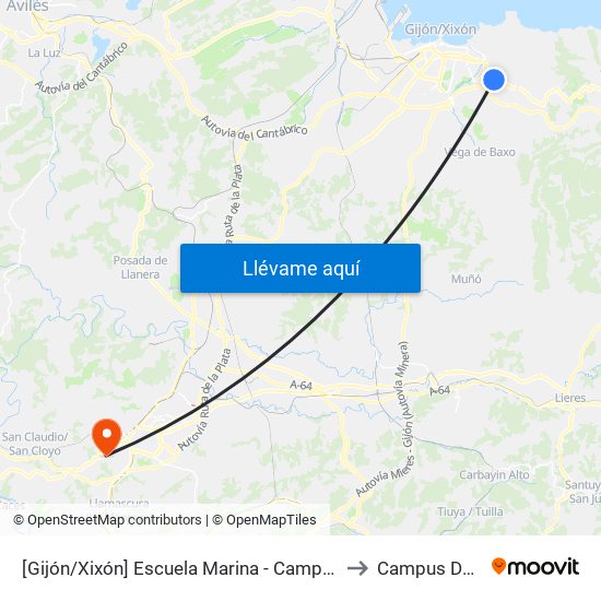 [Gijón/Xixón]  Escuela Marina - Campus Viesques [Cta 06902] to Campus De El Cristo map