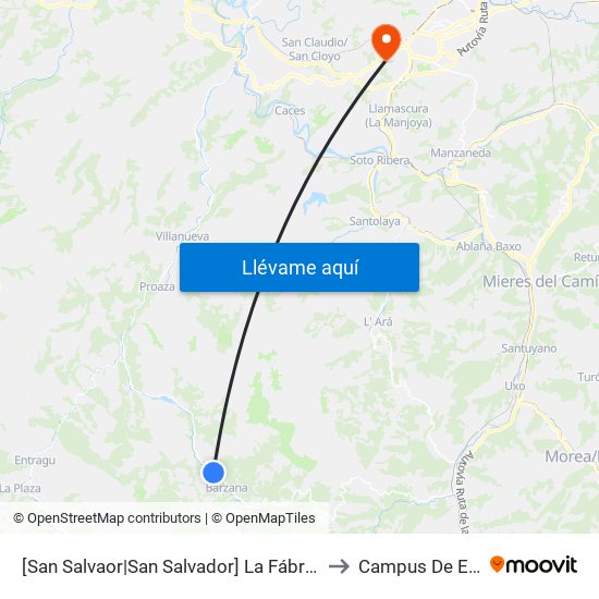[San Salvaor|San Salvador]  La Fábrica [Cta 12683] to Campus De El Cristo map