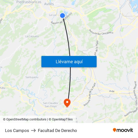 Los Campos to Facultad De Derecho map