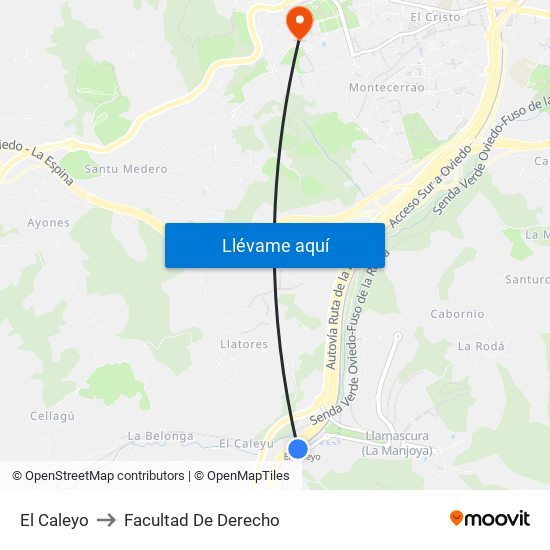 El Caleyo to Facultad De Derecho map