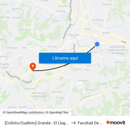 [Colloto/Cualloto]  Granda - El Llugarín [Cta 20778] to Facultad De Derecho map