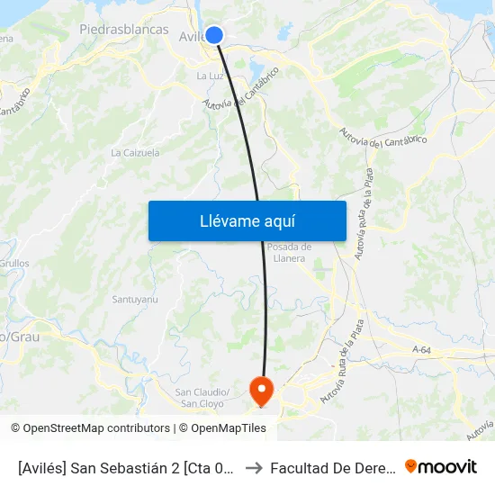 [Avilés]  San Sebastián 2 [Cta 00247] to Facultad De Derecho map