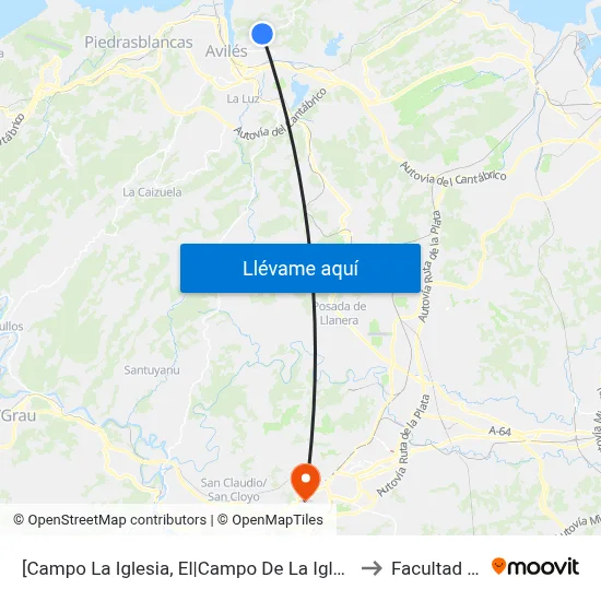 [Campo La Iglesia, El|Campo De La Iglesia]  El Campo La Iglesia [Cta 00265] to Facultad De Derecho map