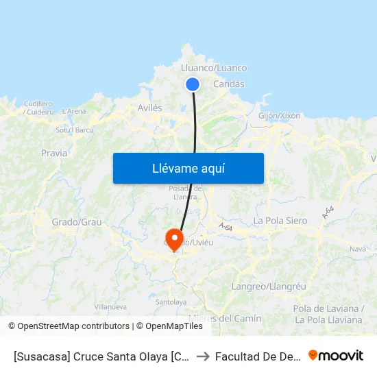 [Susacasa]  Cruce Santa Olaya [Cta 00286] to Facultad De Derecho map