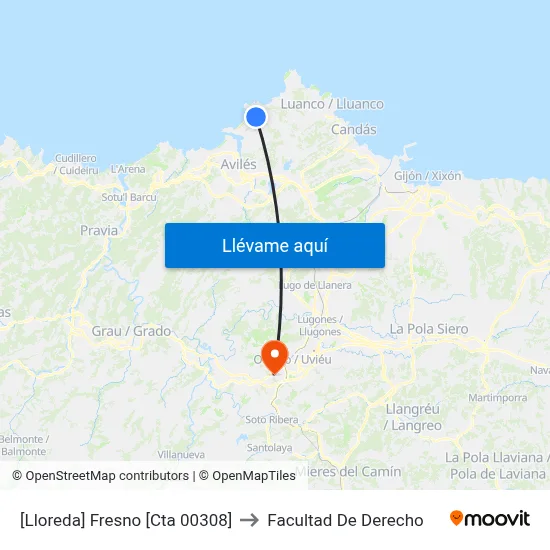 [Lloreda]  Fresno [Cta 00308] to Facultad De Derecho map