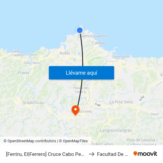 [Ferriru, El|Ferrero]  Cruce Cabo Peñas [Cta 00322] to Facultad De Derecho map