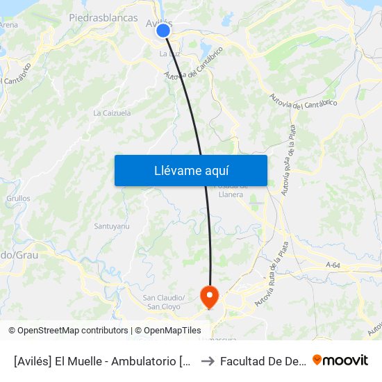 [Avilés]  El Muelle - Ambulatorio [Cta 00742] to Facultad De Derecho map