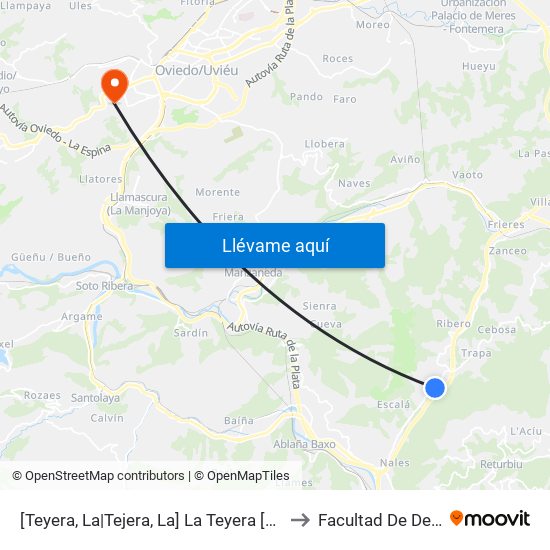 [Teyera, La|Tejera, La]  La Teyera [Cta 01136] to Facultad De Derecho map