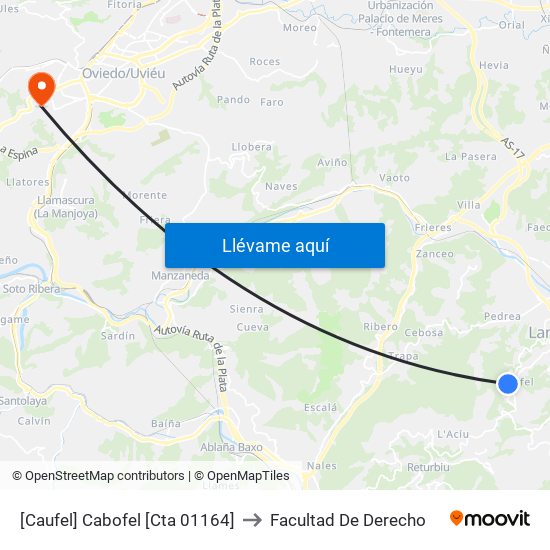 [Caufel]  Cabofel [Cta 01164] to Facultad De Derecho map