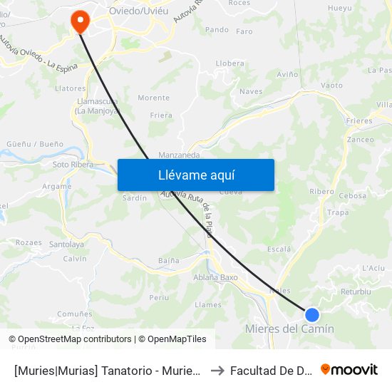 [Muries|Murias]  Tanatorio - Muries [Cta 01275] to Facultad De Derecho map