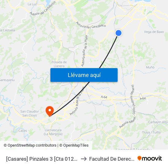 [Casares]  Pinzales 3 [Cta 01280] to Facultad De Derecho map