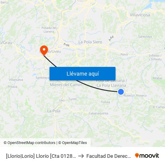 [Llorío|Lorío]  Llorío [Cta 01287] to Facultad De Derecho map
