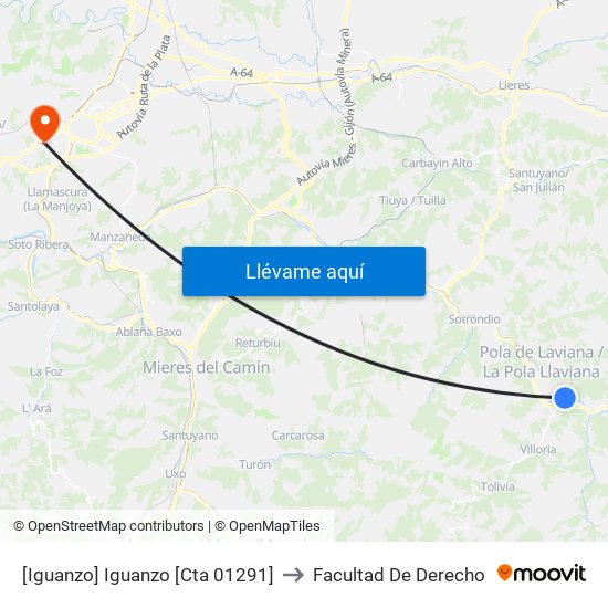 [Iguanzo]  Iguanzo [Cta 01291] to Facultad De Derecho map