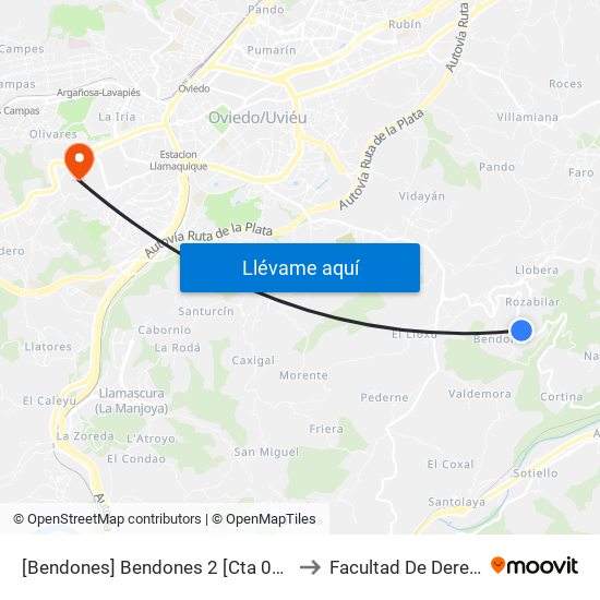 [Bendones]  Bendones 2 [Cta 01308] to Facultad De Derecho map
