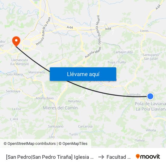 [San Pedro|San Pedro Tiraña]  Iglesia San Pedro De Tiraña [Cta 01359] to Facultad De Derecho map