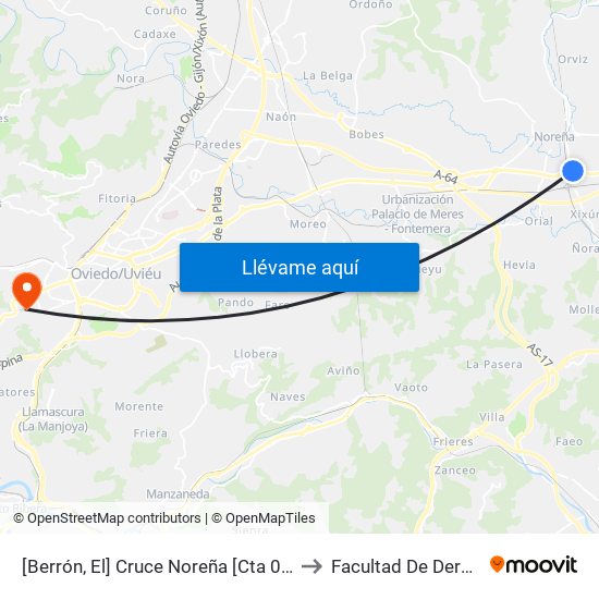 [Berrón, El]  Cruce Noreña [Cta 02035] to Facultad De Derecho map