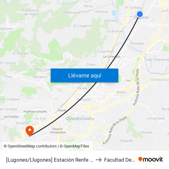 [Lugones/Llugones]  Estación Renfe Lugones [Cta 02471] to Facultad De Derecho map