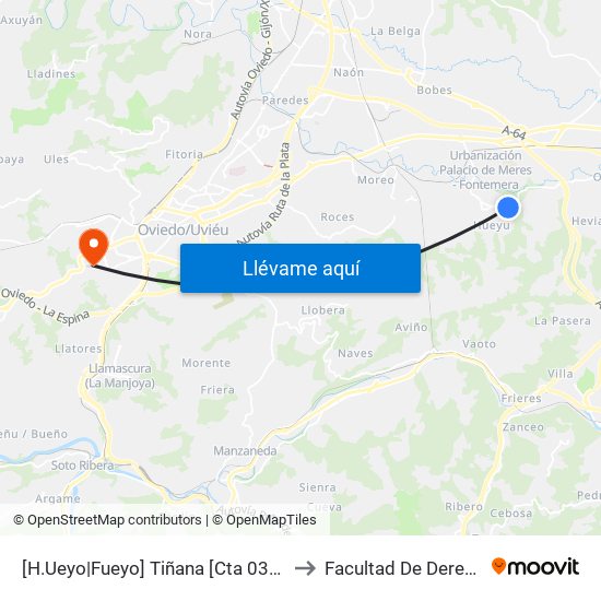 [H.Ueyo|Fueyo]  Tiñana [Cta 03516] to Facultad De Derecho map