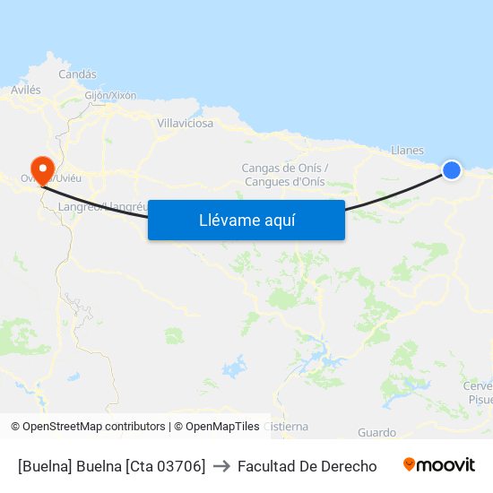 [Buelna]  Buelna [Cta 03706] to Facultad De Derecho map