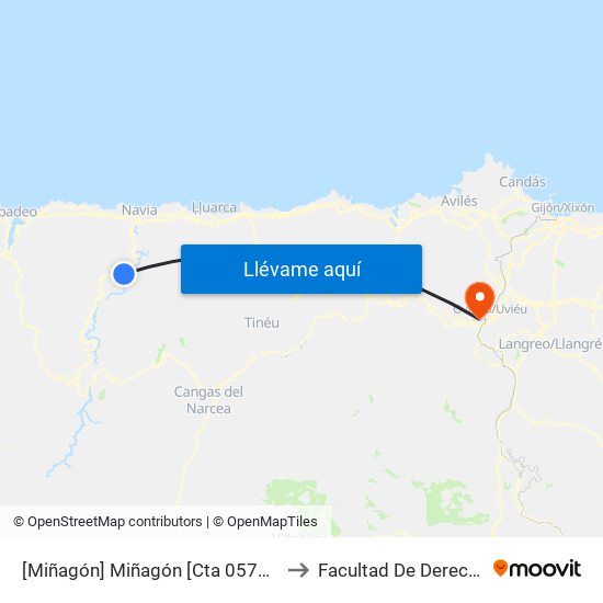 [Miñagón]  Miñagón [Cta 05788] to Facultad De Derecho map
