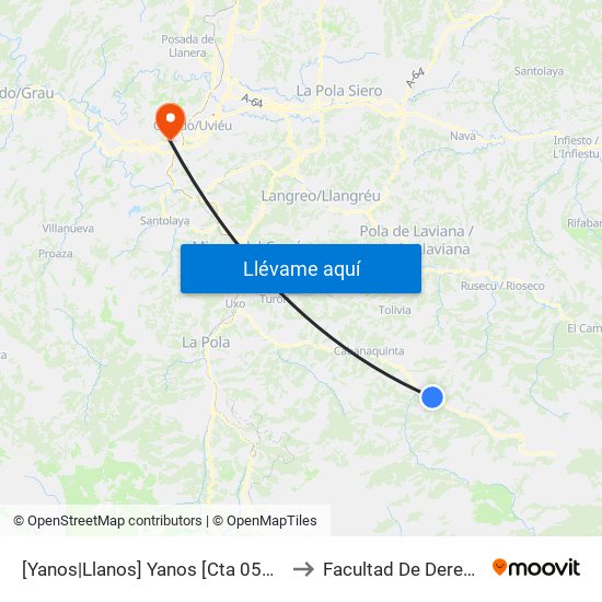 [Yanos|Llanos]  Yanos [Cta 05888] to Facultad De Derecho map