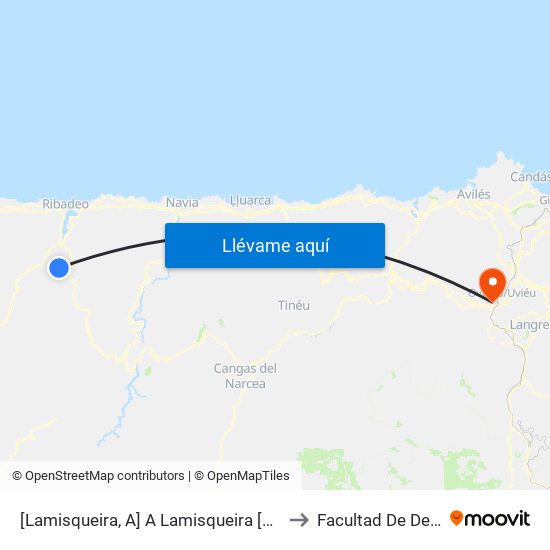 [Lamisqueira, A]  A Lamisqueira [Cta 05892] to Facultad De Derecho map