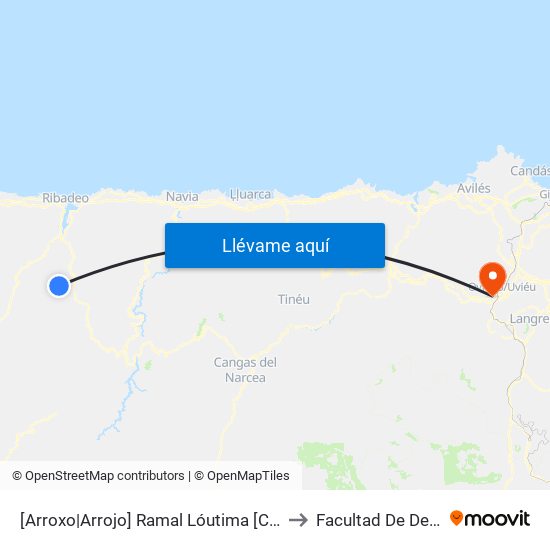 [Arroxo|Arrojo]  Ramal Lóutima [Cta 05897] to Facultad De Derecho map