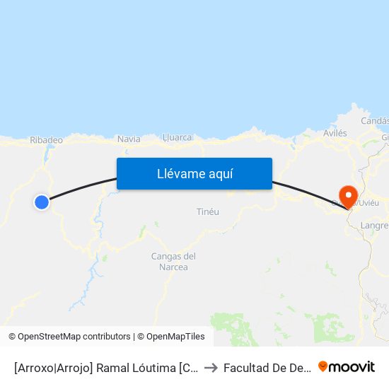 [Arroxo|Arrojo]  Ramal Lóutima [Cta 05916] to Facultad De Derecho map