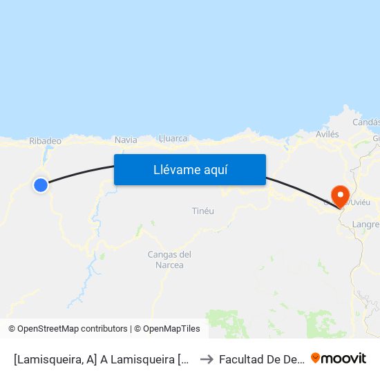 [Lamisqueira, A]  A Lamisqueira [Cta 05921] to Facultad De Derecho map