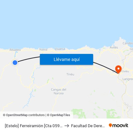 [Estelo]  Ferreiramión [Cta 05923] to Facultad De Derecho map