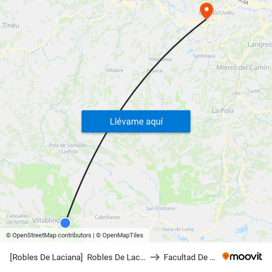 [Robles De Laciana]  Robles De Laciana [Cta 05949] to Facultad De Derecho map