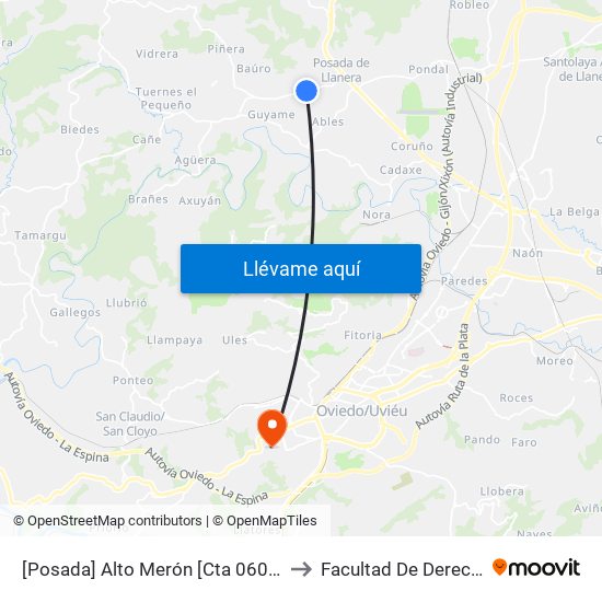 [Posada]  Alto Merón [Cta 06075] to Facultad De Derecho map