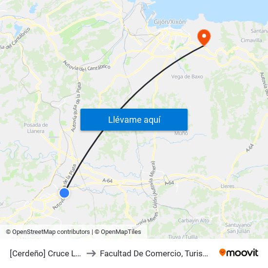 [Cerdeño]  Cruce Las Matas [Cta 17259] to Facultad De Comercio, Turismo Y Ciencias Sociales Jovellanos map