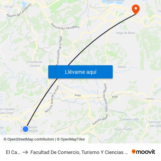 El Caleyo to Facultad De Comercio, Turismo Y Ciencias Sociales Jovellanos map