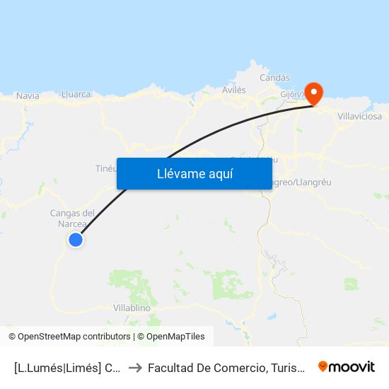[L.Lumés|Limés]  Cruce Pixán [Cta 19681] to Facultad De Comercio, Turismo Y Ciencias Sociales Jovellanos map