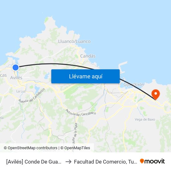 [Avilés]  Conde De Guadalhorce 123 -Tranvía [Cta 01042] to Facultad De Comercio, Turismo Y Ciencias Sociales Jovellanos map