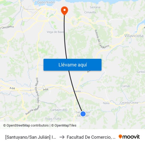 [Santuyano/San Julián]  Iglesia San Julián De Bimenes [Cta 01201] to Facultad De Comercio, Turismo Y Ciencias Sociales Jovellanos map