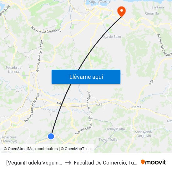 [Veguín|Tudela Veguín]  Paulino García 130 [Cta 01246] to Facultad De Comercio, Turismo Y Ciencias Sociales Jovellanos map