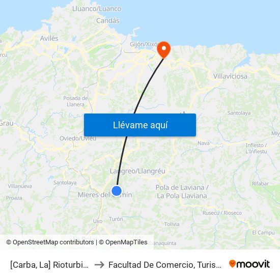 [Carba, La]  Rioturbio 1 - Iglesia [Cta 01271] to Facultad De Comercio, Turismo Y Ciencias Sociales Jovellanos map
