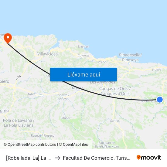 [Robellada, La]  La Robellada [Cta 03639] to Facultad De Comercio, Turismo Y Ciencias Sociales Jovellanos map