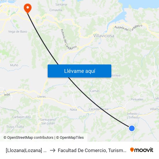 [Llozana|Lozana]  Llozana [Cta 03722] to Facultad De Comercio, Turismo Y Ciencias Sociales Jovellanos map