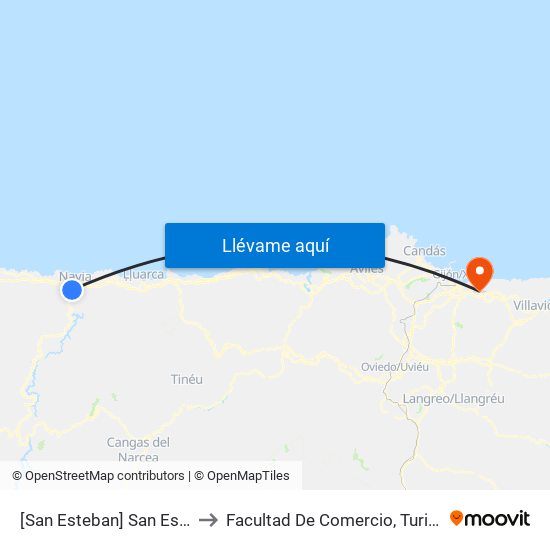 [San Esteban]  San Esteban De Coaña [Cta 05765] to Facultad De Comercio, Turismo Y Ciencias Sociales Jovellanos map